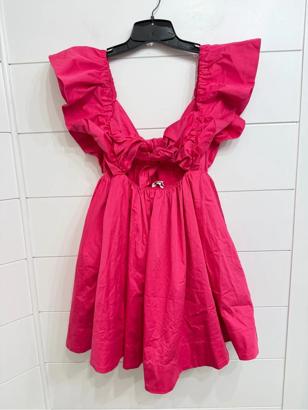 For Love & Lemons Clementine Pink Puff Sleeve Mini Dress Open Back 36970 - Picture 9 of 16